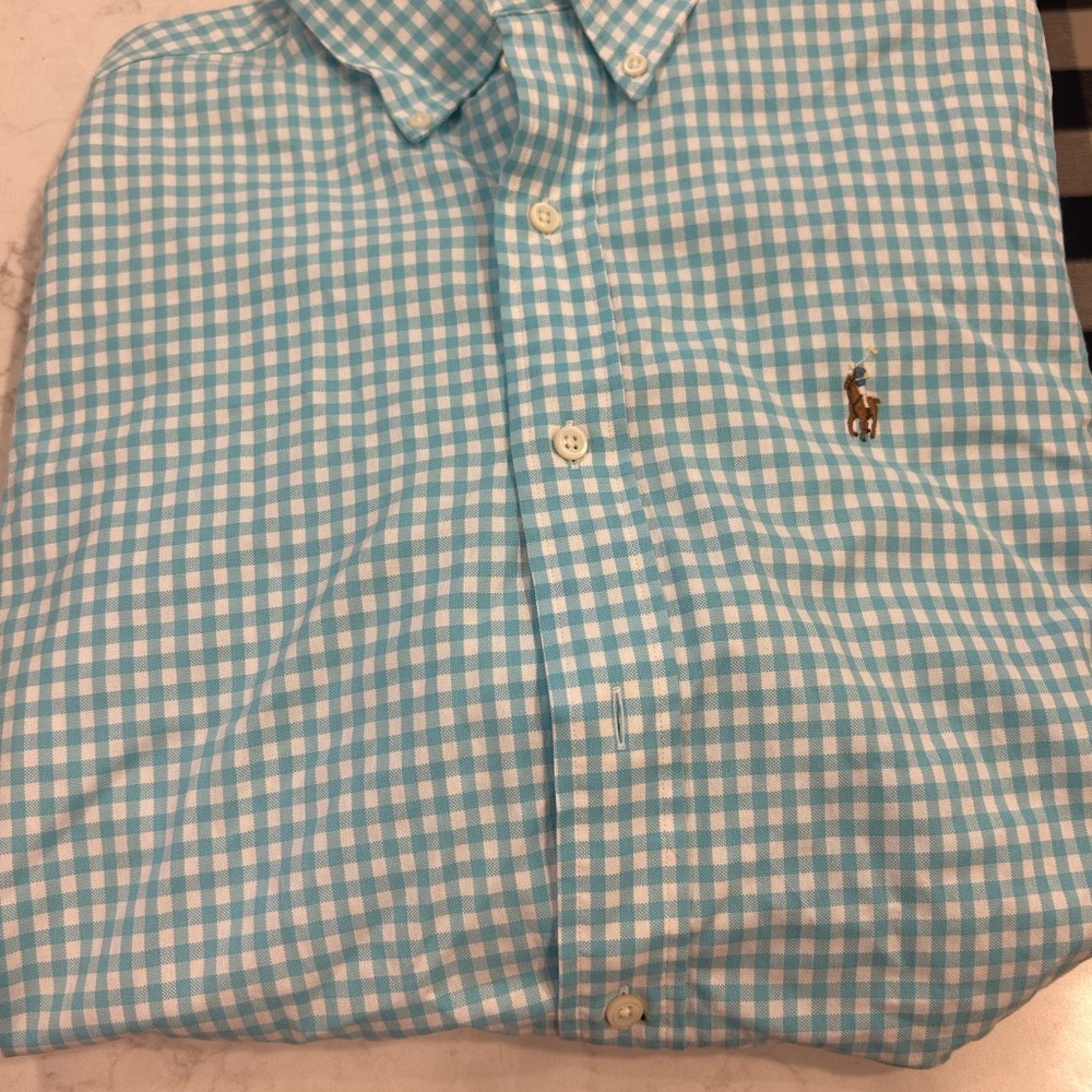Polo Ralph Lauren Long Sleeve Gingham Button-Down Shirt Mens S Classic Fit